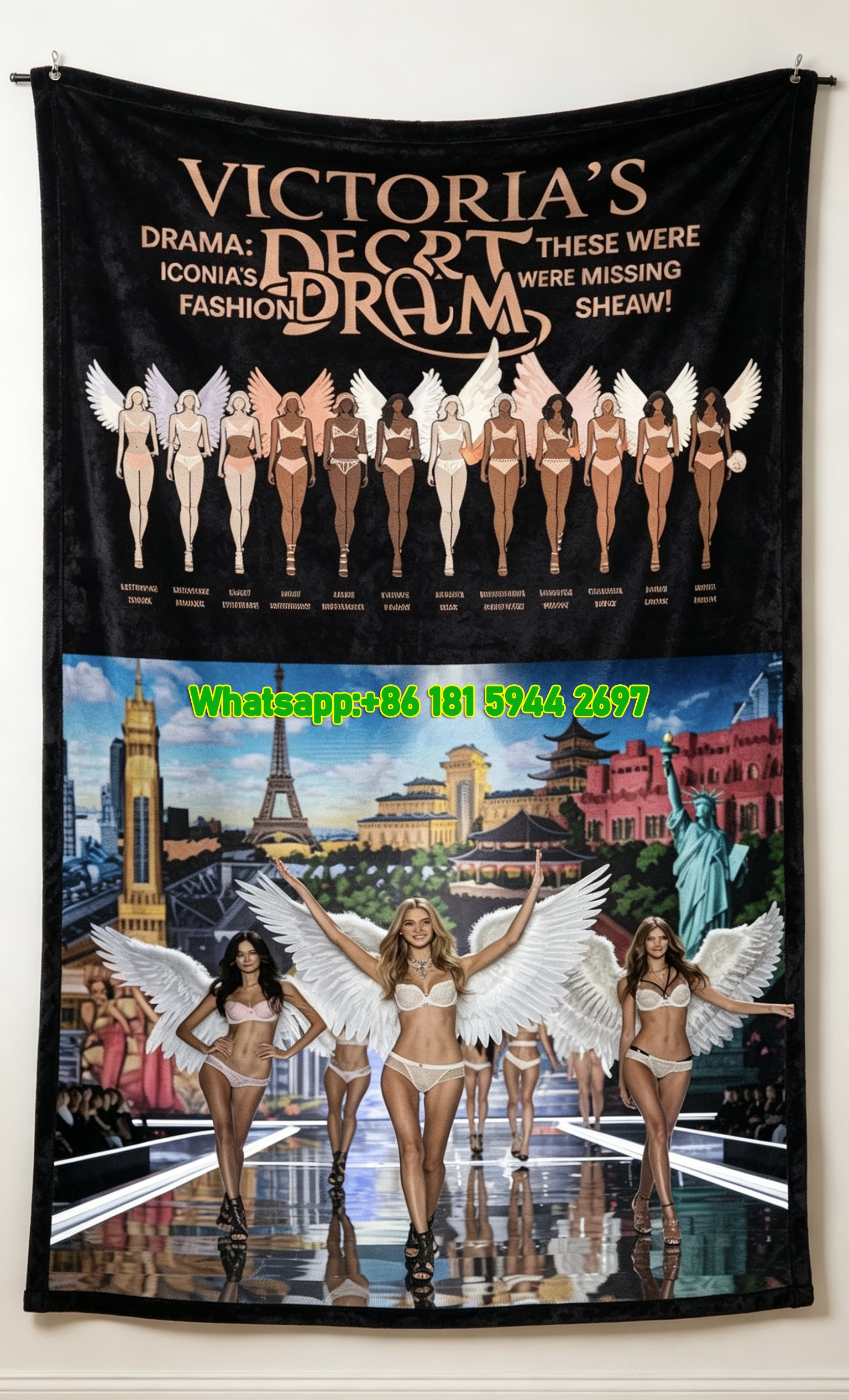 Victoria's Secret Paris 2016 Fleece Throw Blanket V135